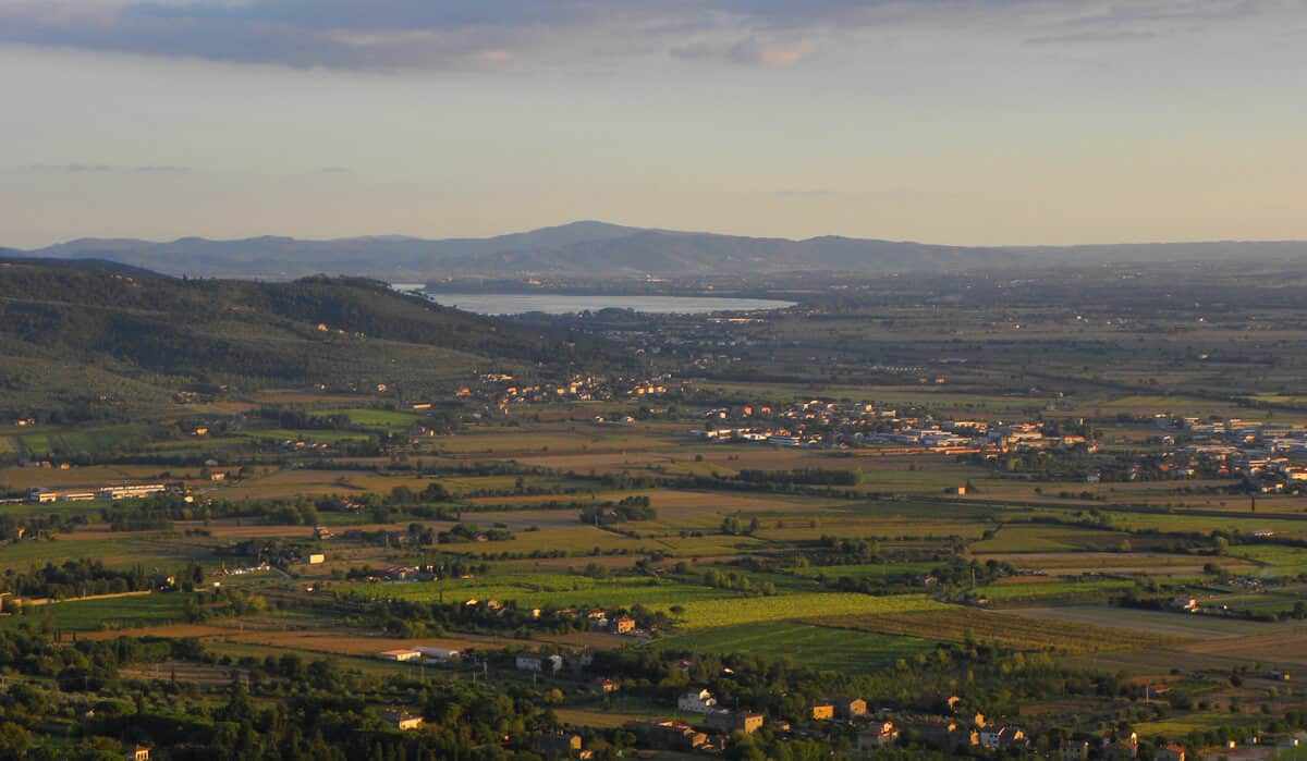 Lake Trasimene from Cortona, Our favorite Italian town