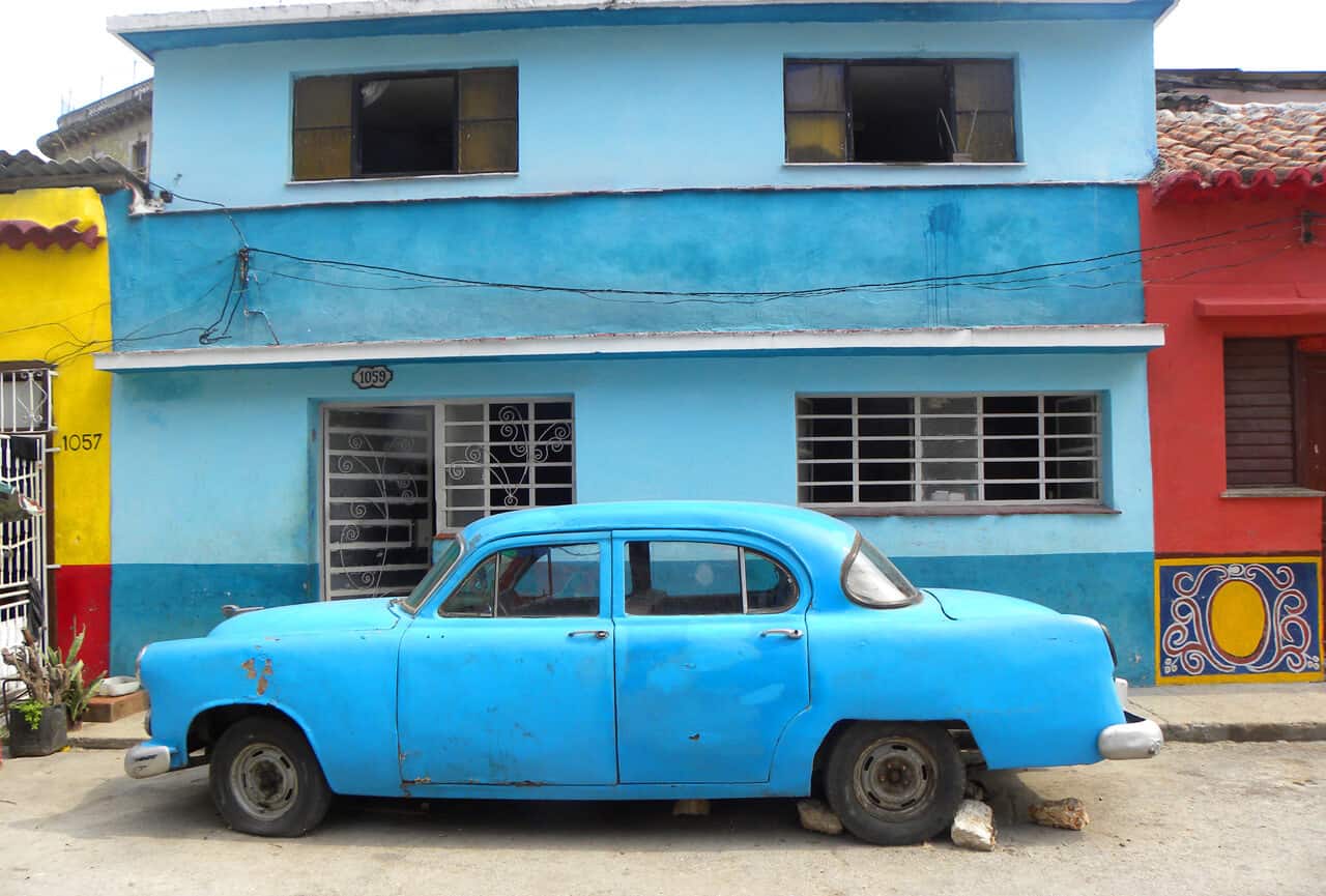blue car in Havana