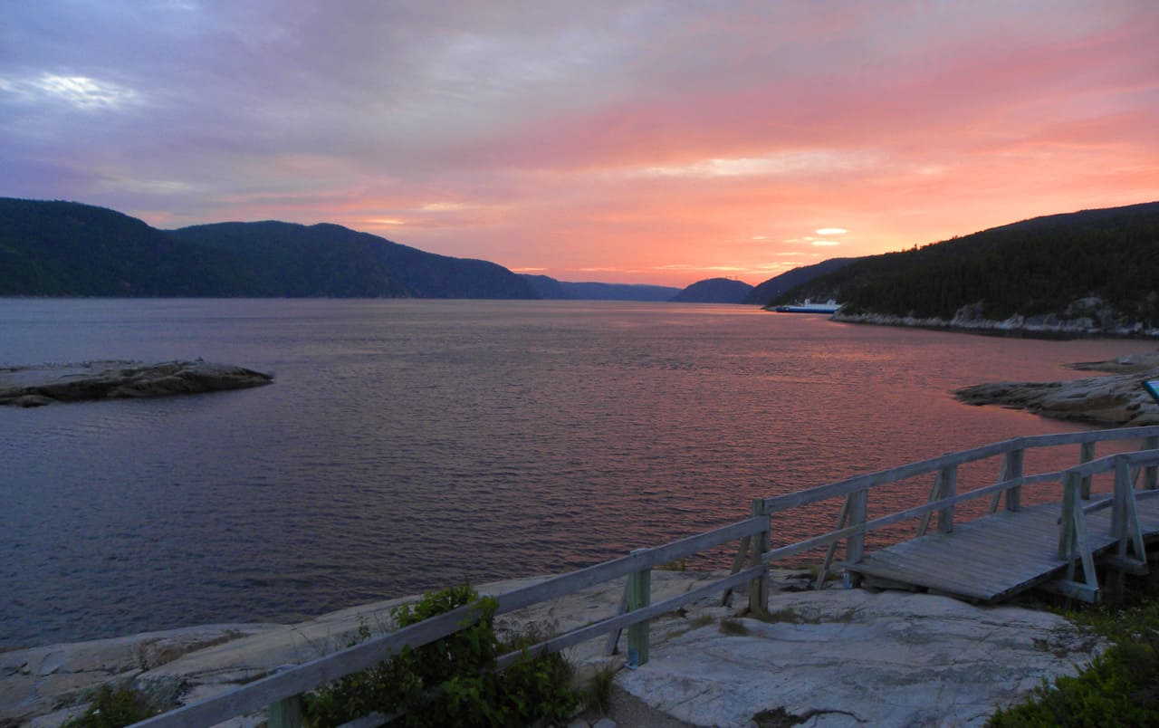 sunset on Saguenay river, Quebec. Tadoussac