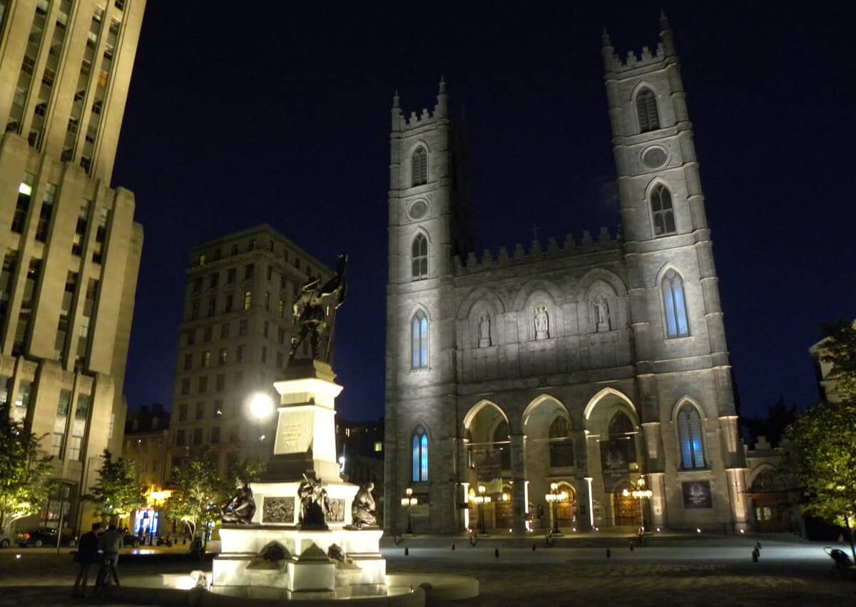 Notre-Dame Cathedral at night. Montreal
