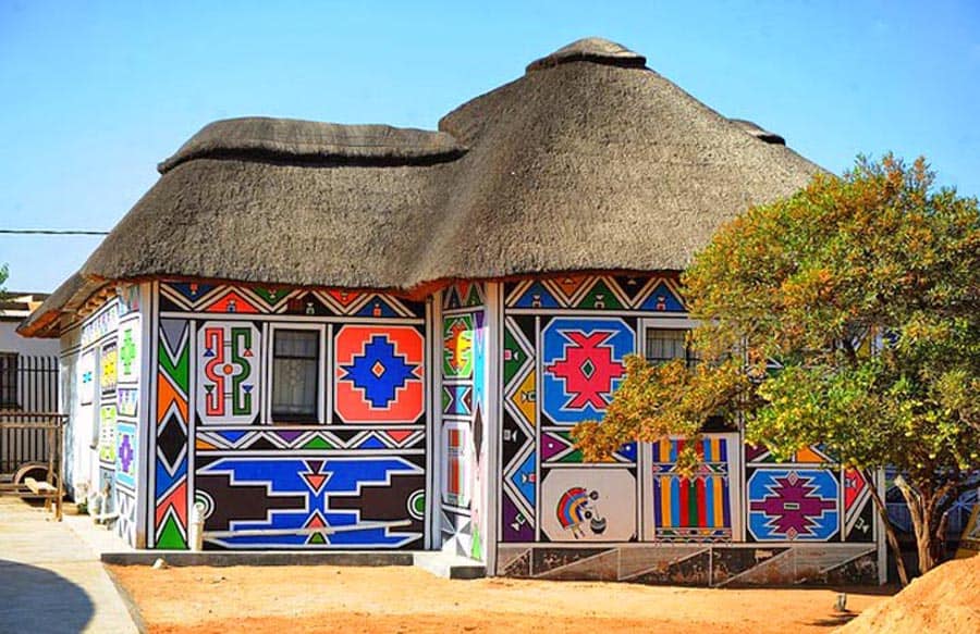 Ndebele painted houses near Pretoria
