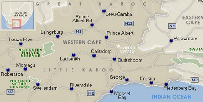 What to see and do along the Garden Route and Little Karoo. Map