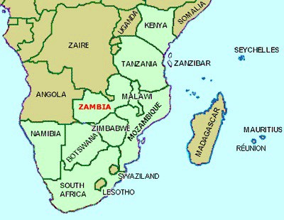 Zambia on the map. My 2 years as a child Expat in Zambia