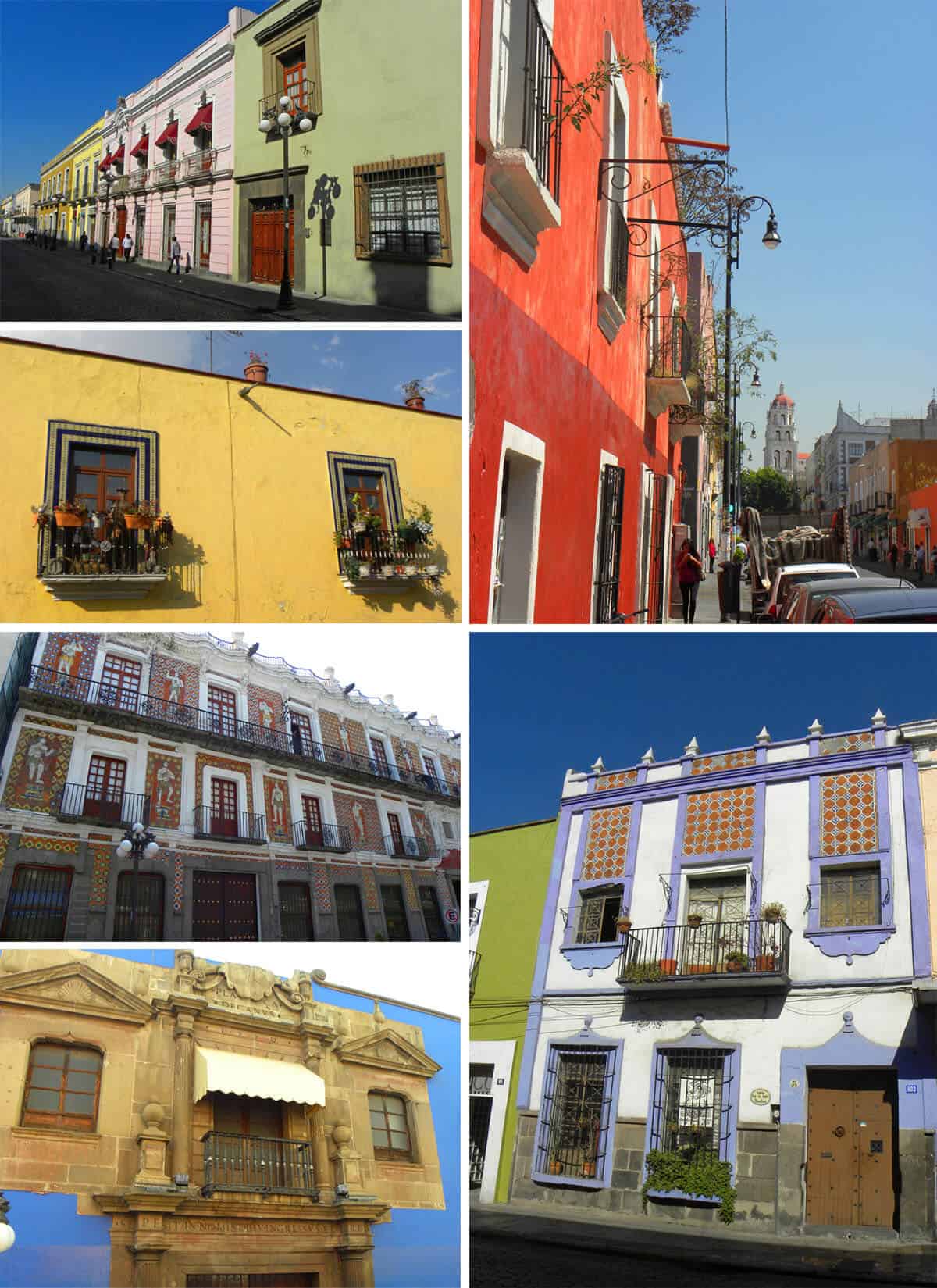 the colorful buildings of the centro historico in Puebla Mexico