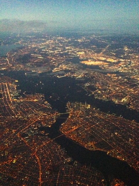 New York at night from the air