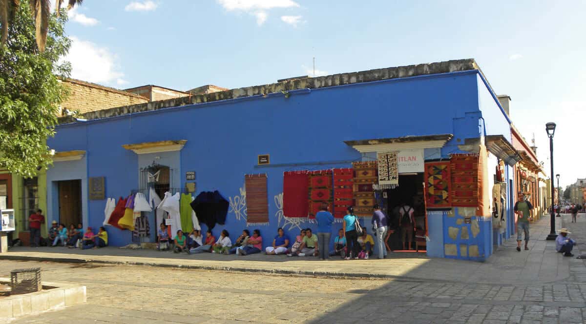 colorful building in Oaxaca Mexico
