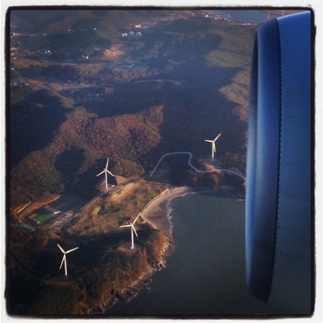 approaching Seoul. Views from a plane window