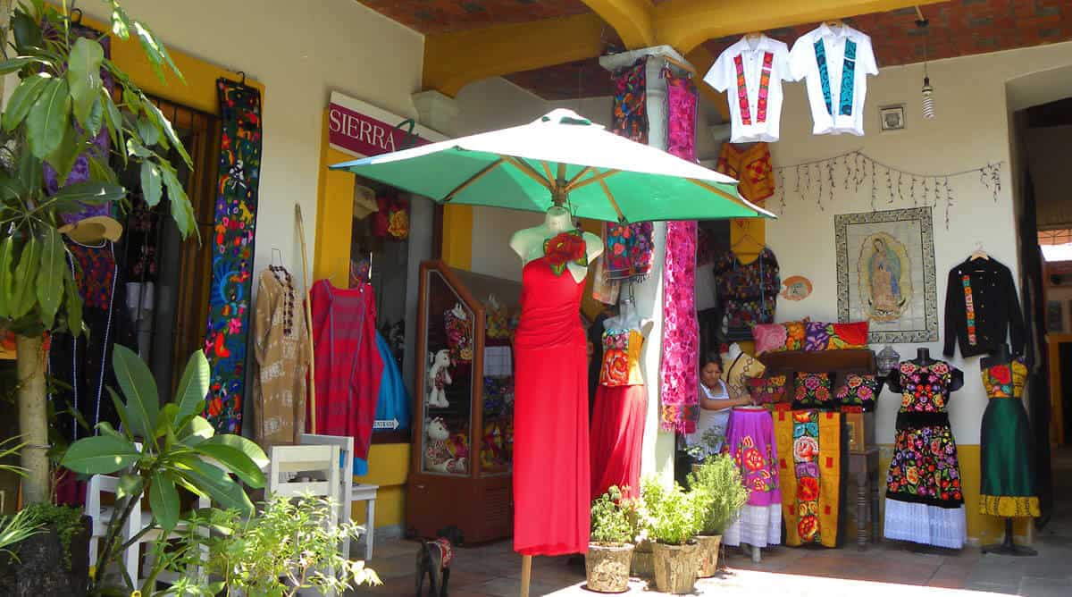 colorful textiles in Oaxaca