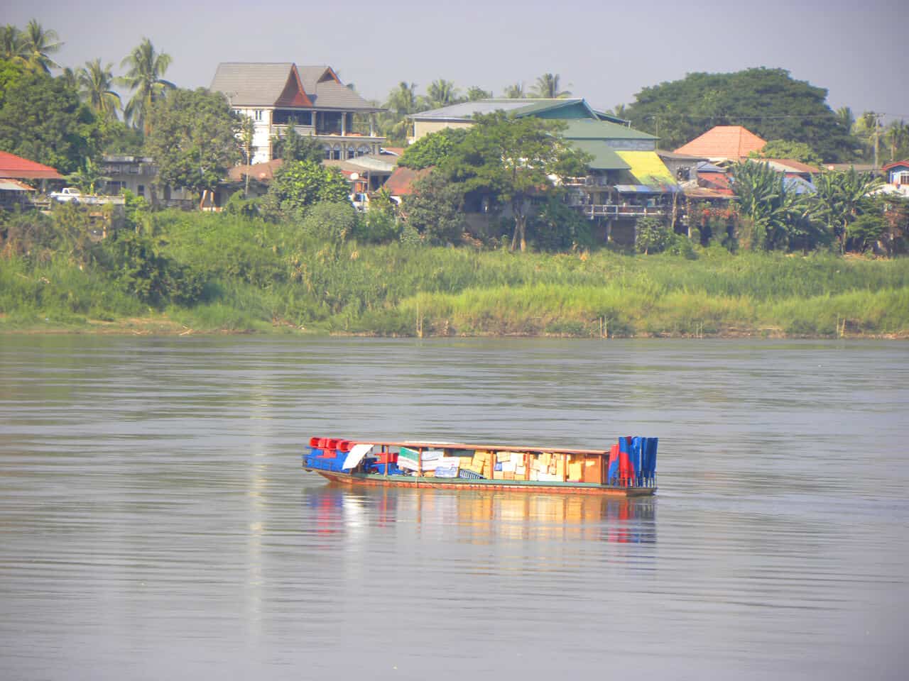 boats on the Mekong Nong Khai, Thailand