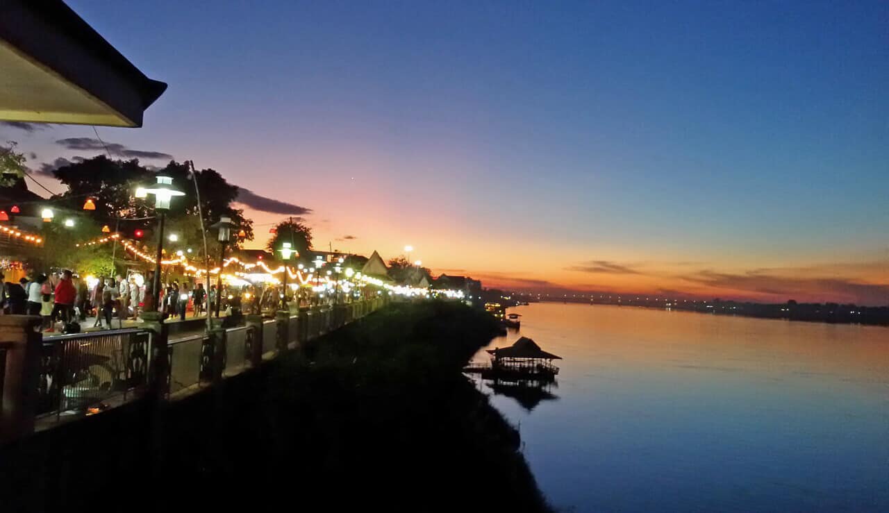 Sunset over the Mekong River in Nong Khai, Thailand