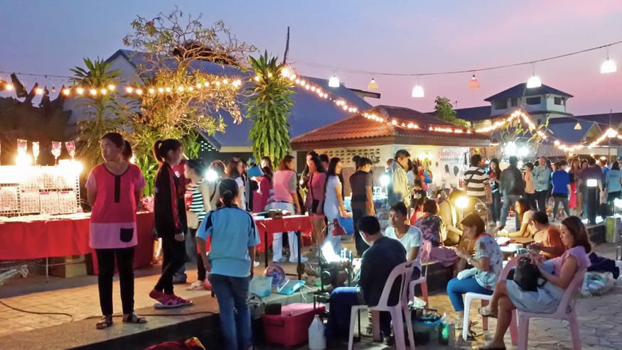 Saturday night market in Nong Khai, Thailand