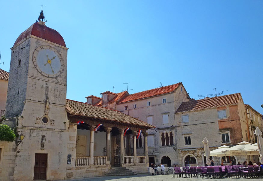 St. Sebastian church and the clock tower. A day trip to Trogir