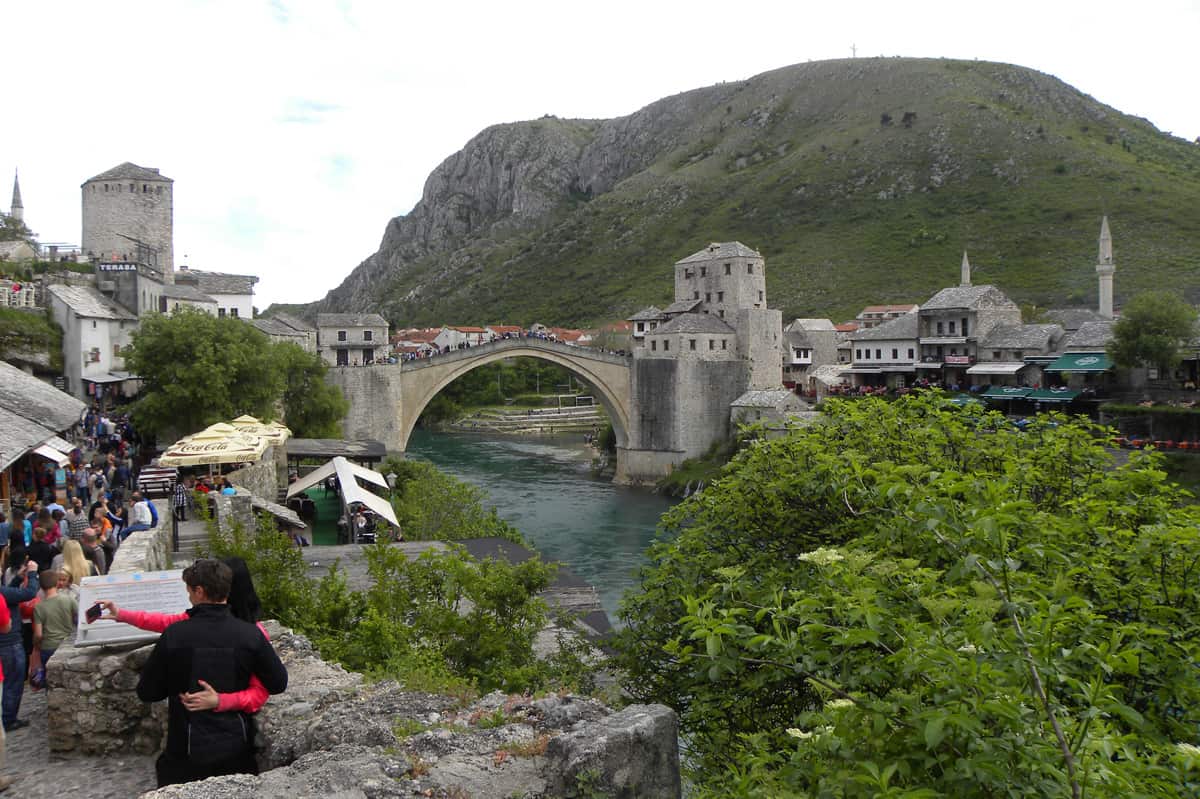 views of the bridge in Mostar