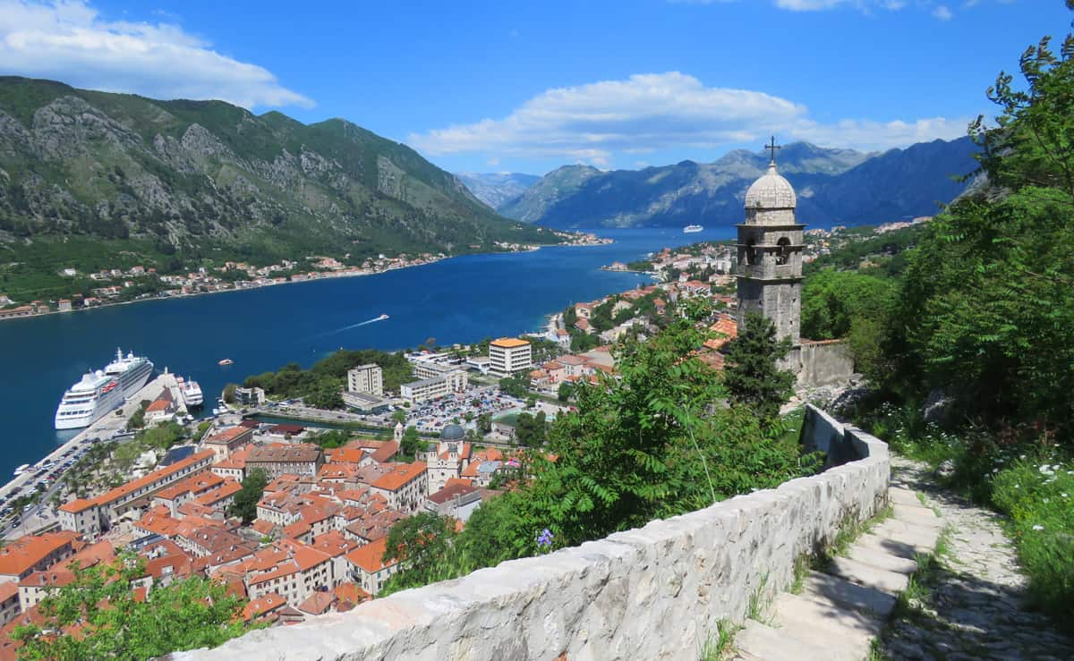 Views of Kotor and cruise ships. Montenegro