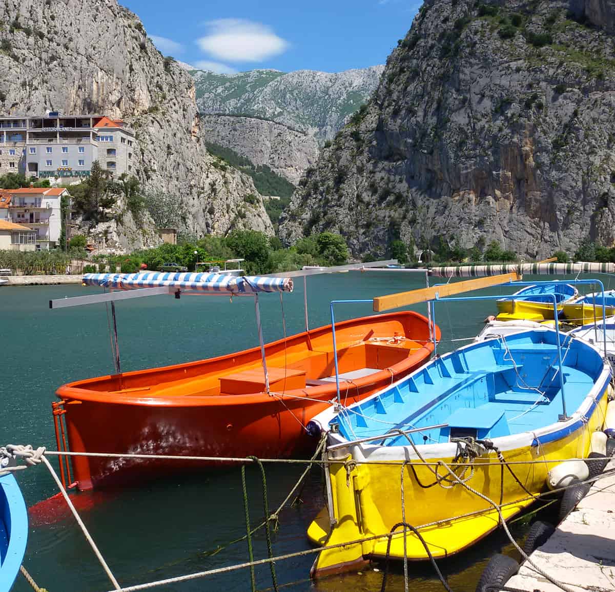 boats on the Cetina river, Omis, Croatia