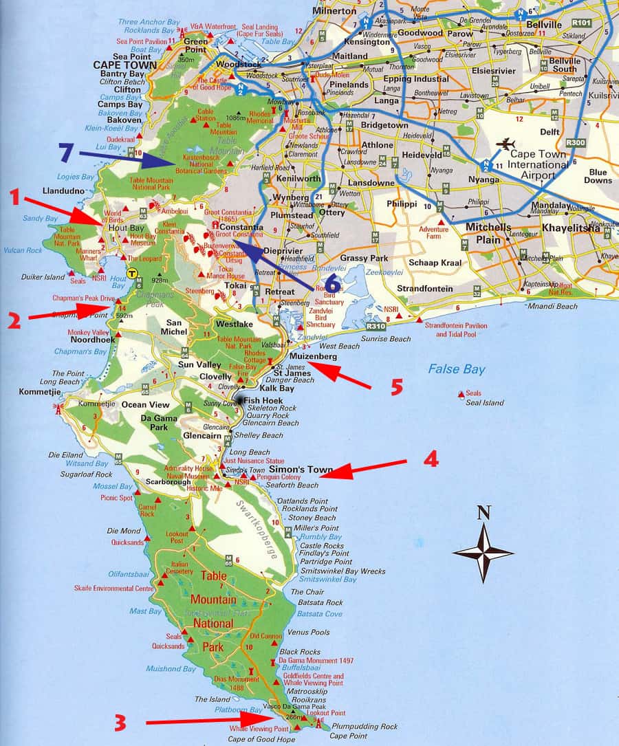 Highlights of the Cape Peninsula. Map