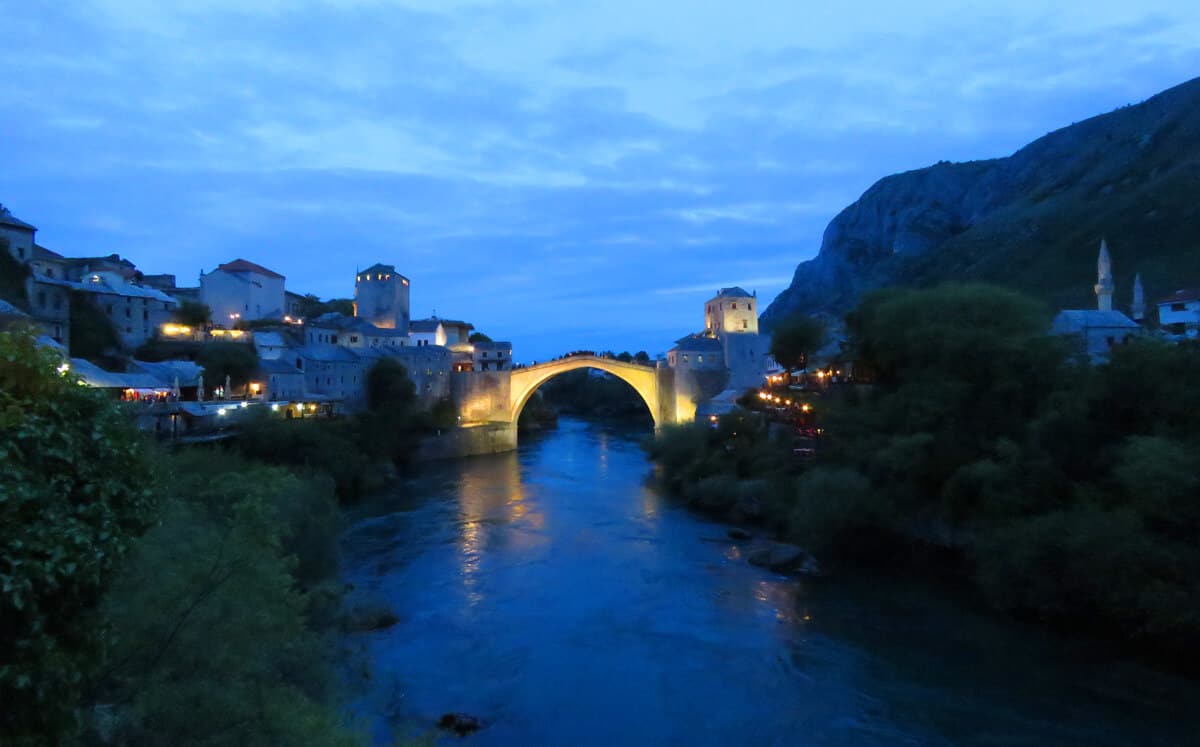 Bridge in Mostar at night