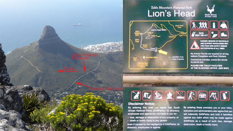 The Essential “Must do” hike in Cape Town: Lion’s Head. Map