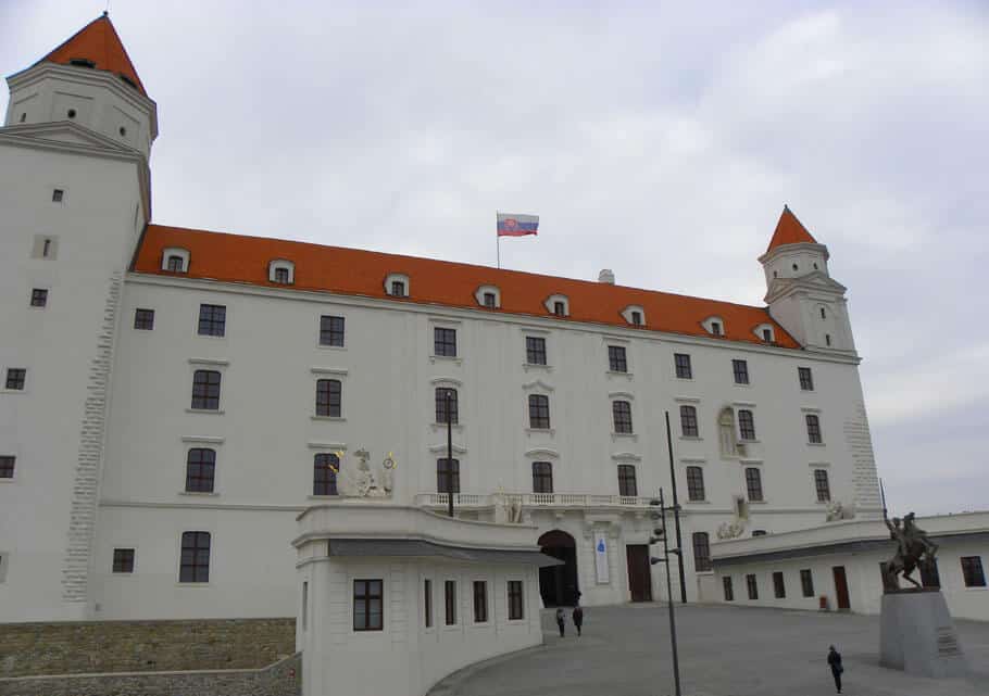 Bratislava castle. Slovakia. Blue church. Is Bratislava worth a day trip from Vienna?