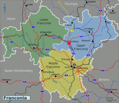 Bamberg, Würzburg or Nuremberg? Map of Franconia