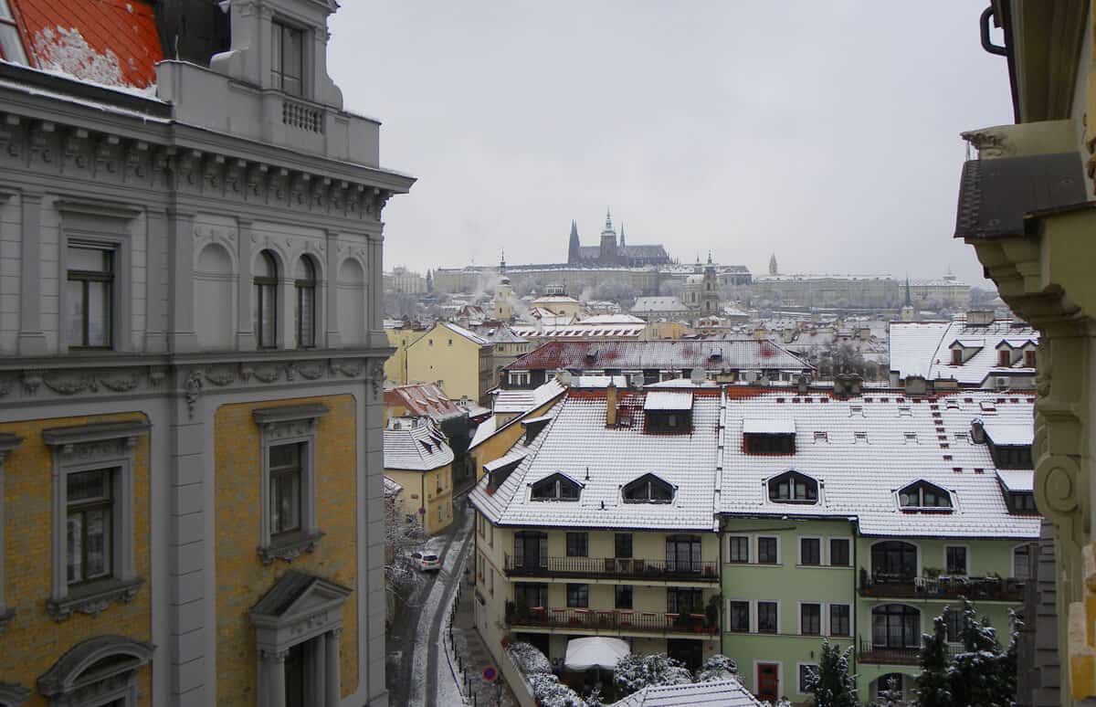Prague in snow