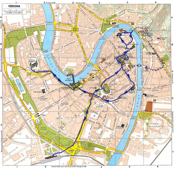 Highlights of Verona. Map