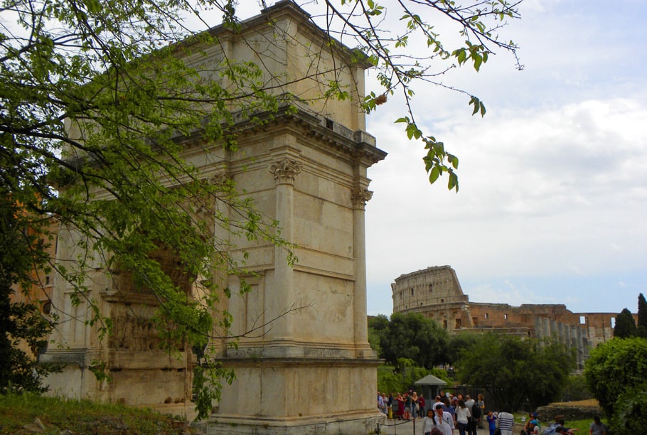 Arch of Titus and the Coloseum, Rome.