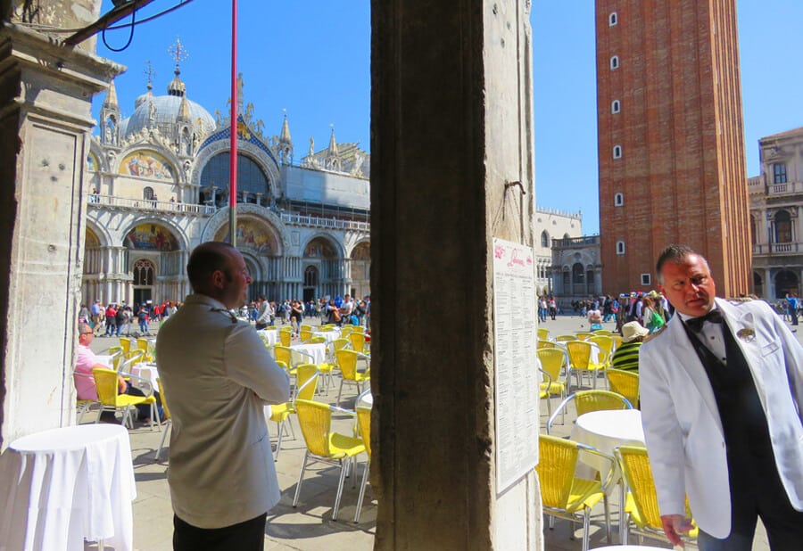 Waiters on Piazza San Marco. A Day in Venice