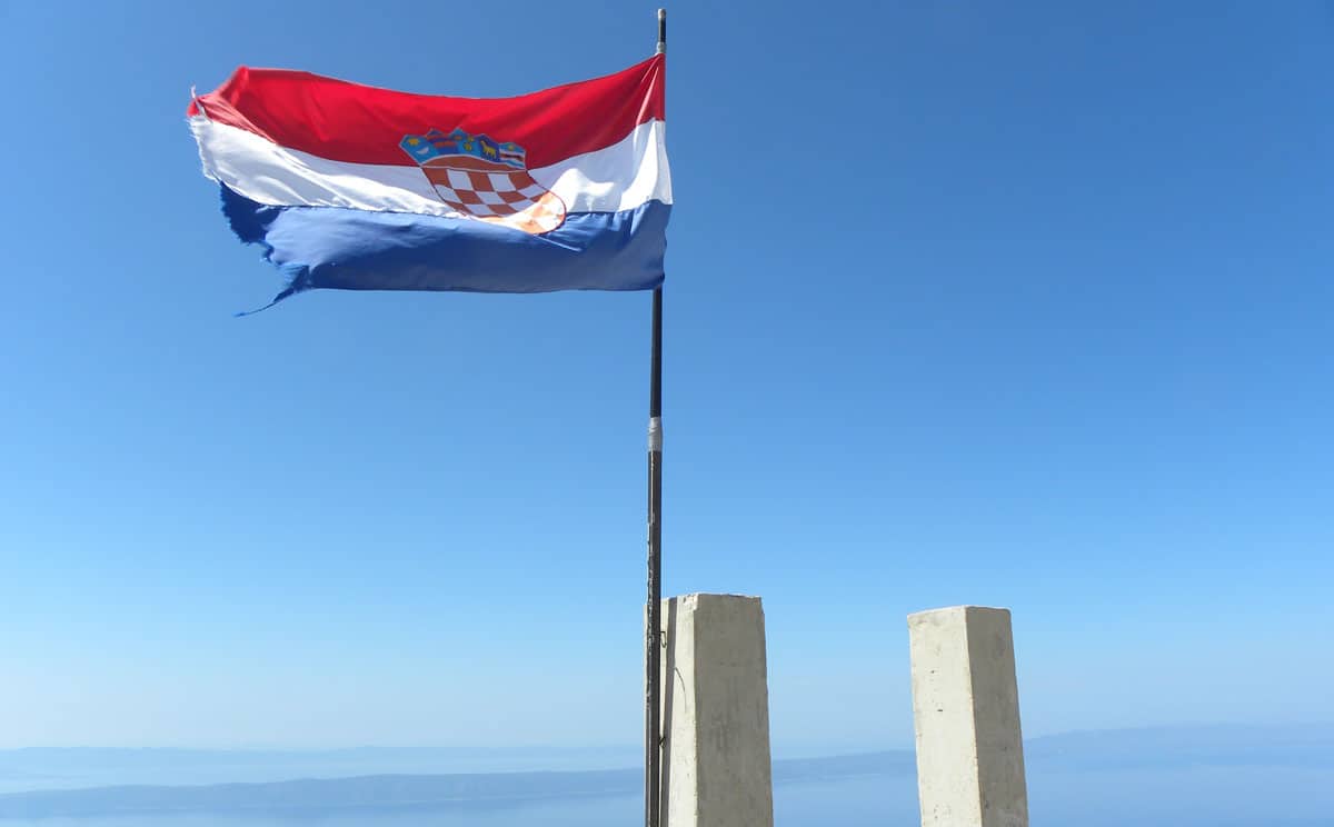 Croatian flag on Mt. Biokovo