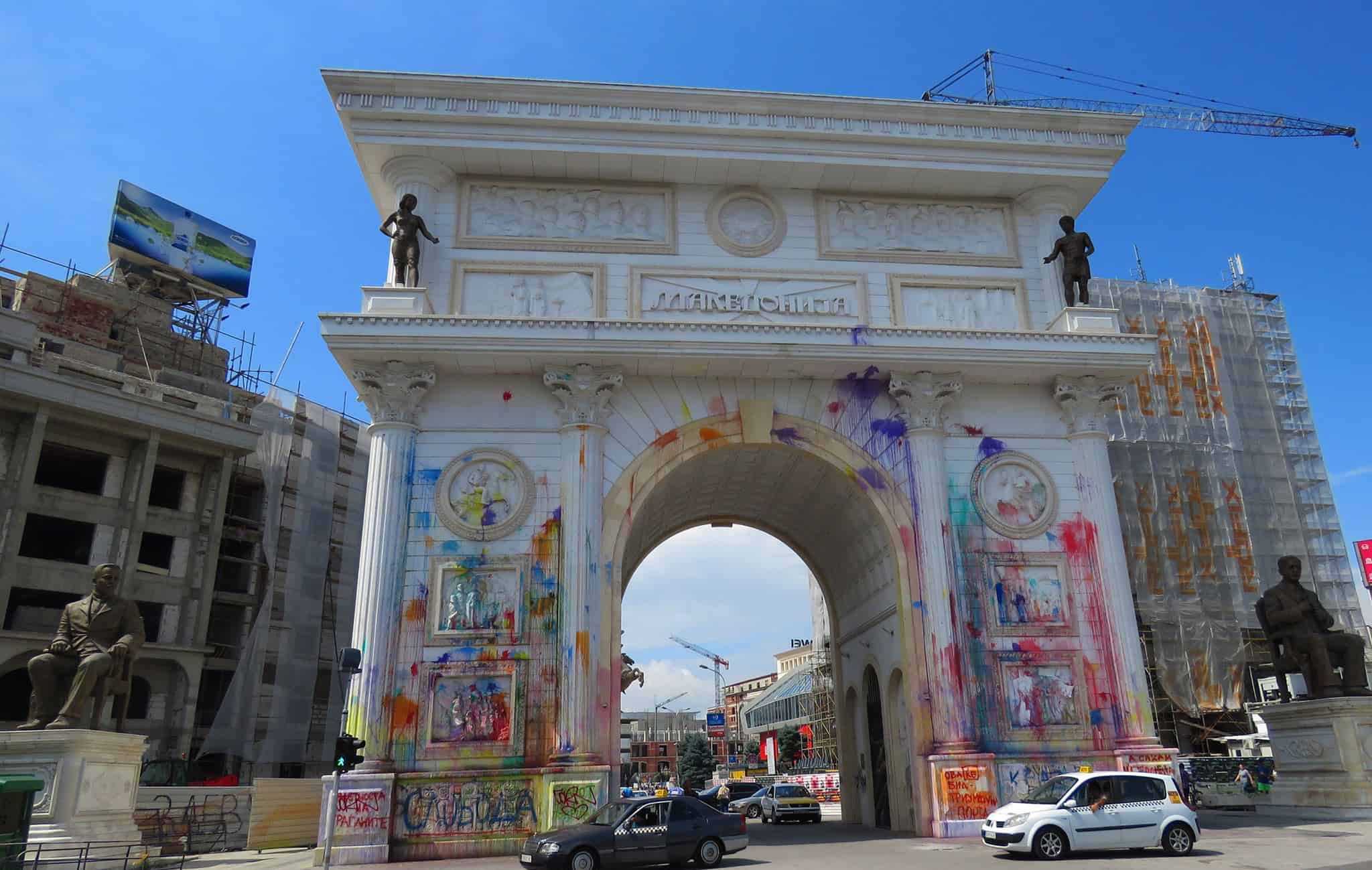 paint fight in Skopje