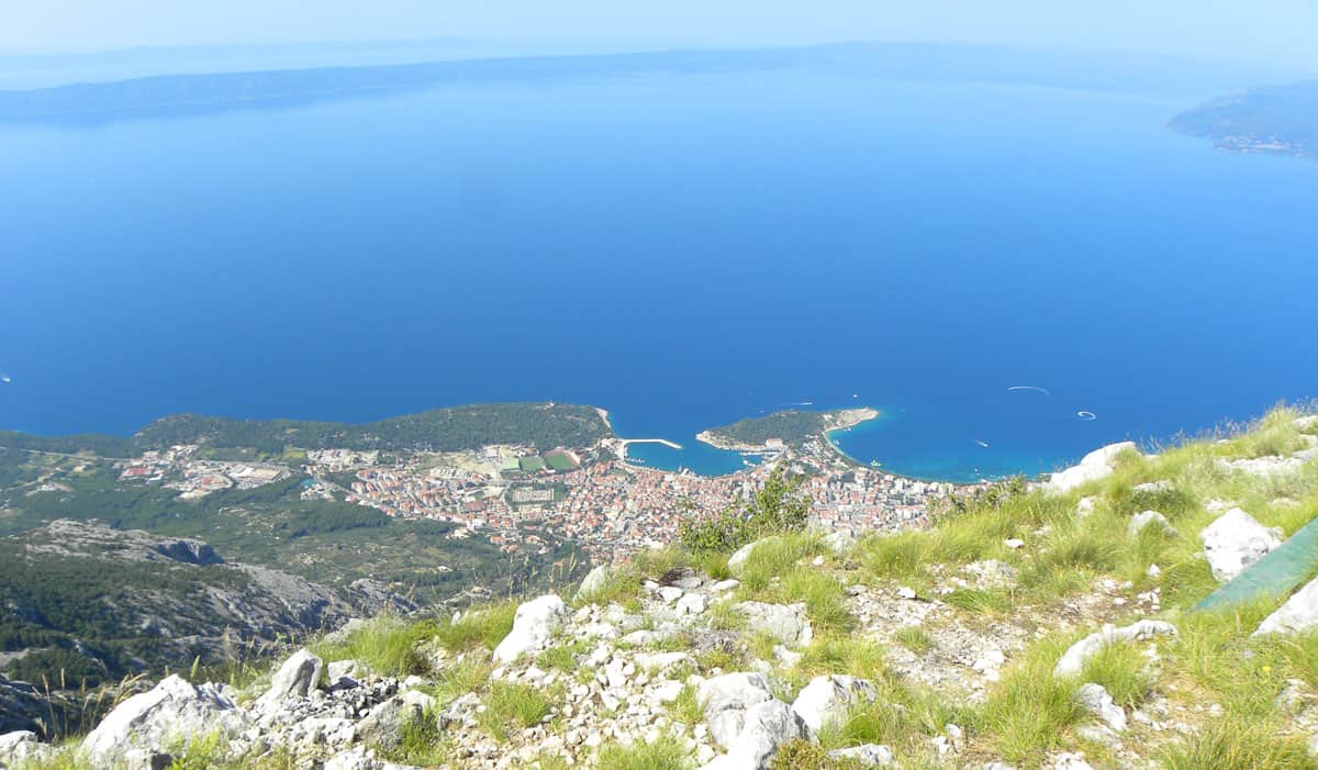 views on Makarska from Mt. Biokovo