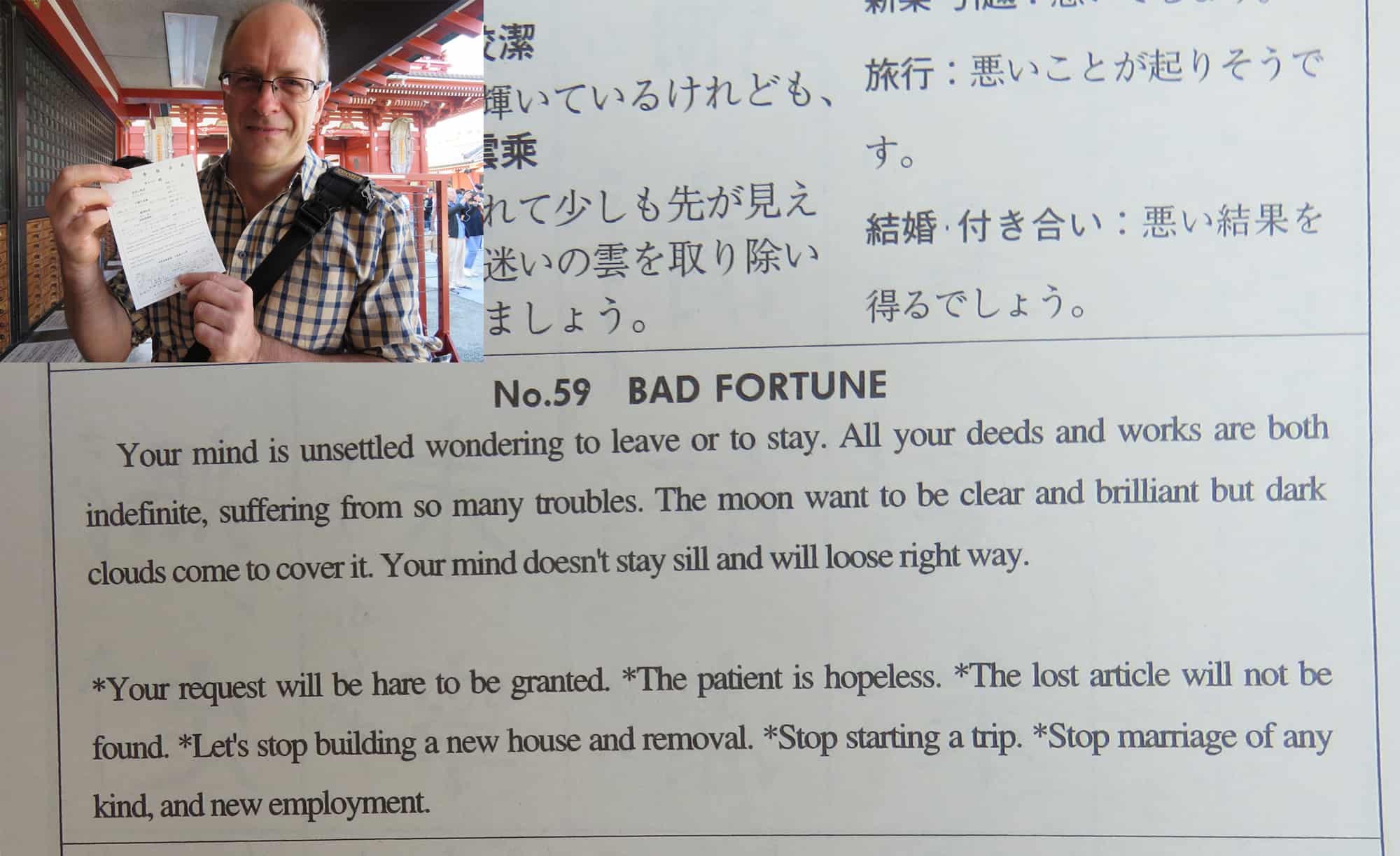 bad-fortune at Sensoji temple, Asakusa