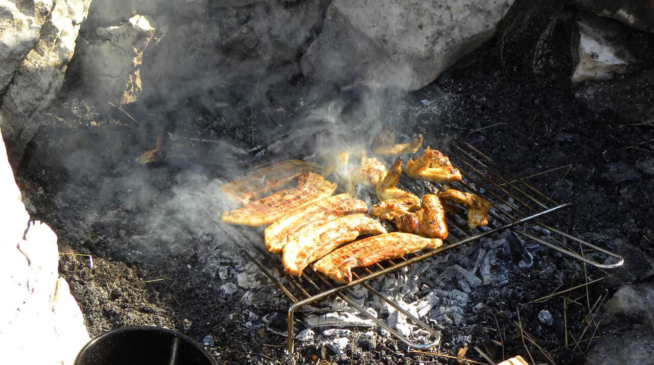 cooking barbecue on Mosor mountain