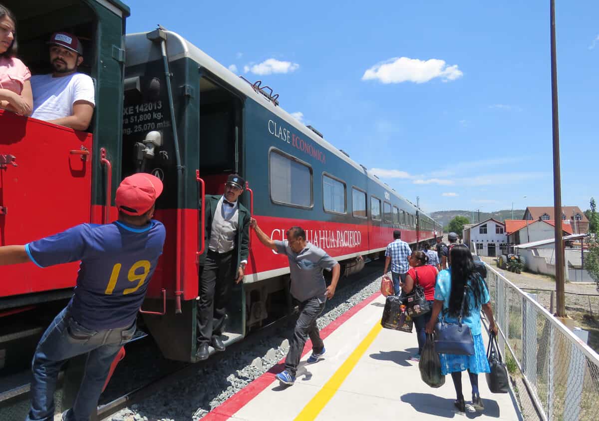 getting on El Chepe in Creel, Mexico. Why riding El Chepe through Copper Canyon is just mind-blowingly amazing