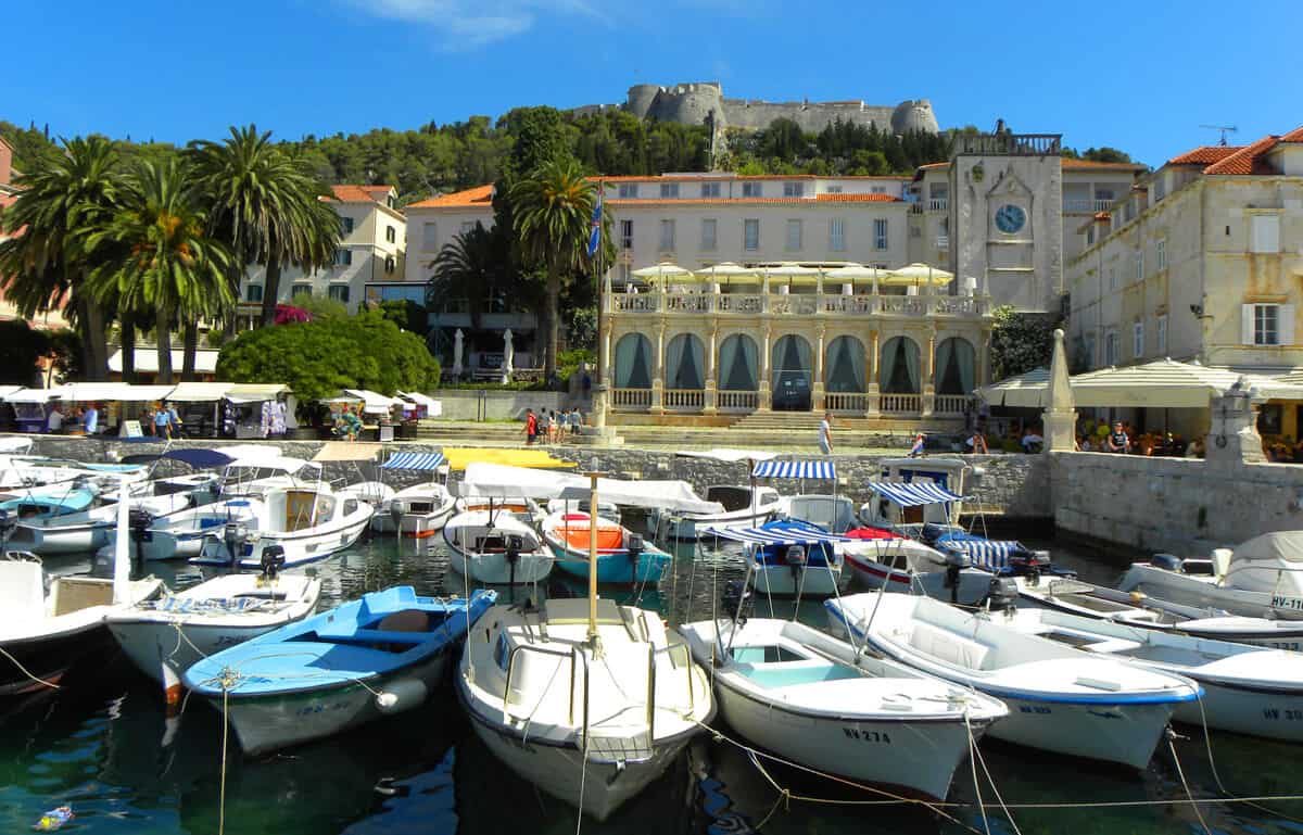 views of Hvar town with the fortress in the background