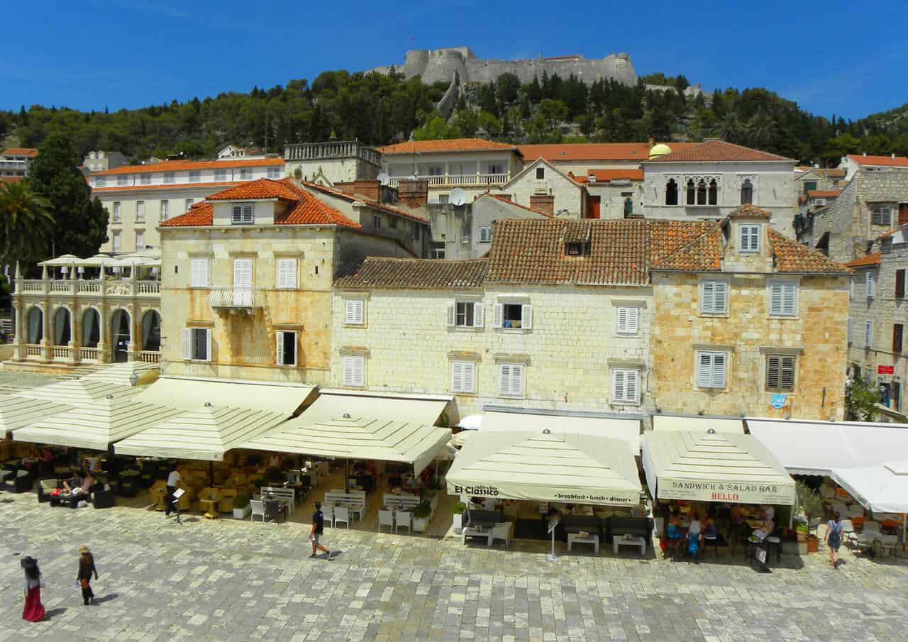 St. Stephen’s square and fortress in Hvar town, Croatia