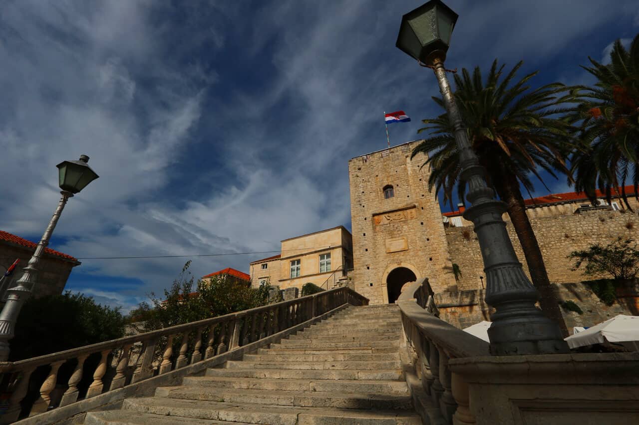 Land gate and Revelin Tower, Korcula, Croatia