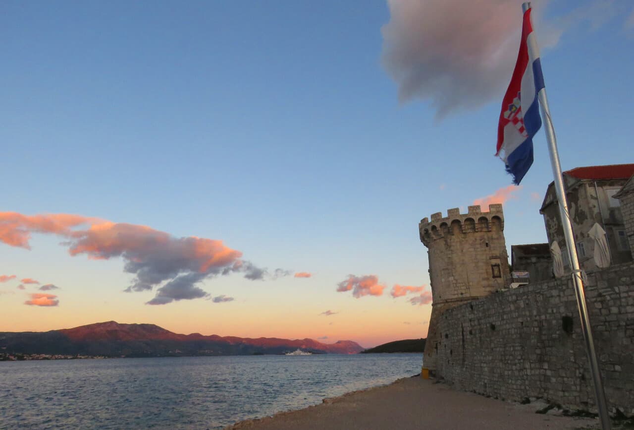 sunset in Korcula, Croatia