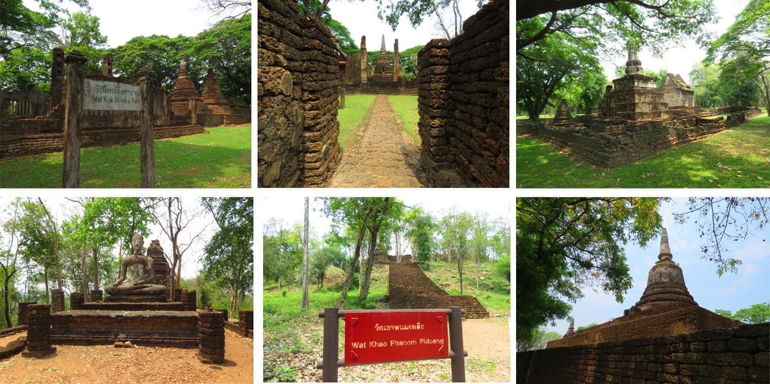 temples in Si Satchanalai Historical Park, Thailand