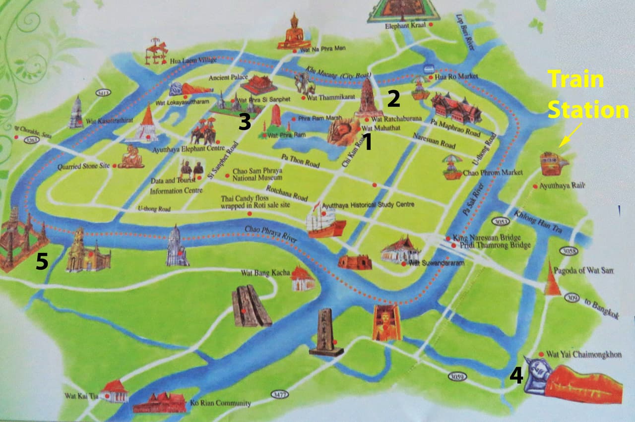 The Best of Ayutthaya in a Day. Map