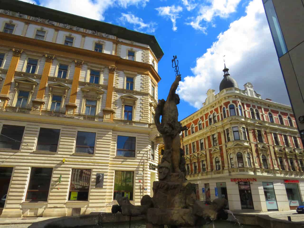  fountain and buildings on the main square, Olomouc