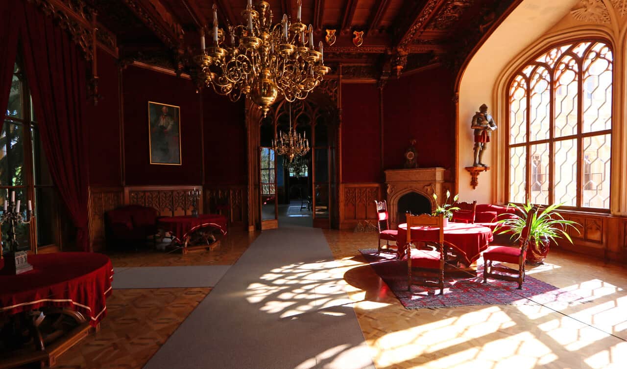 Lednice Castle interior. Great Day Trips from Brno: Mikulov and Lednice