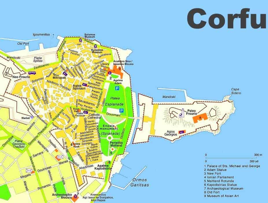 Sidari Corfu Map   Corfu City Tourist Map 