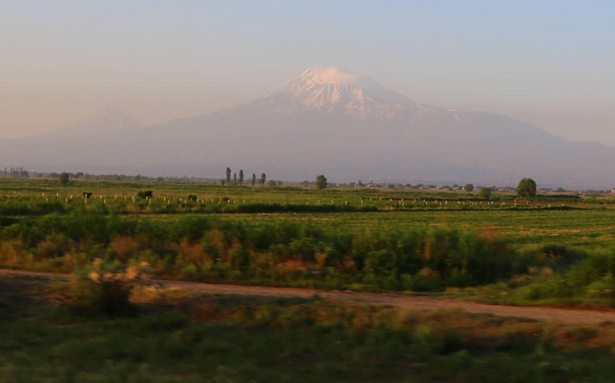 Mt. Ararat, approaching Yerevan by train