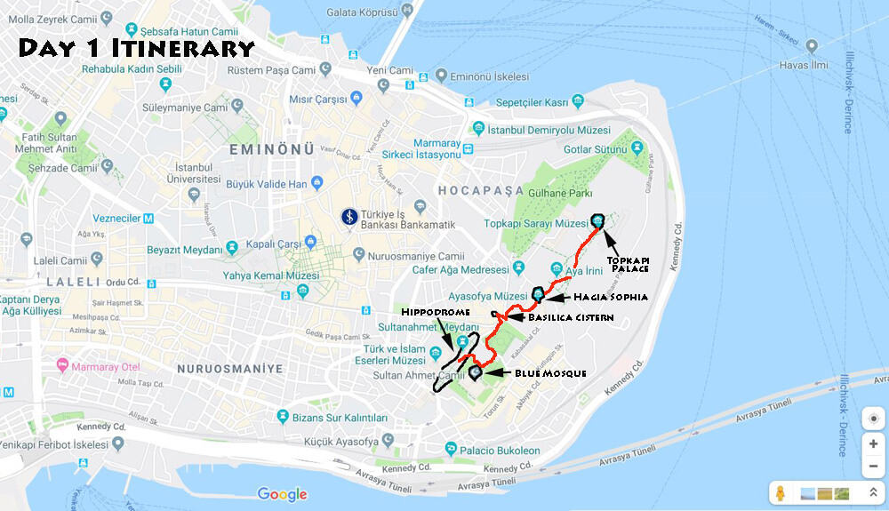 Day 1 itinerary of 3 days in Istanbul