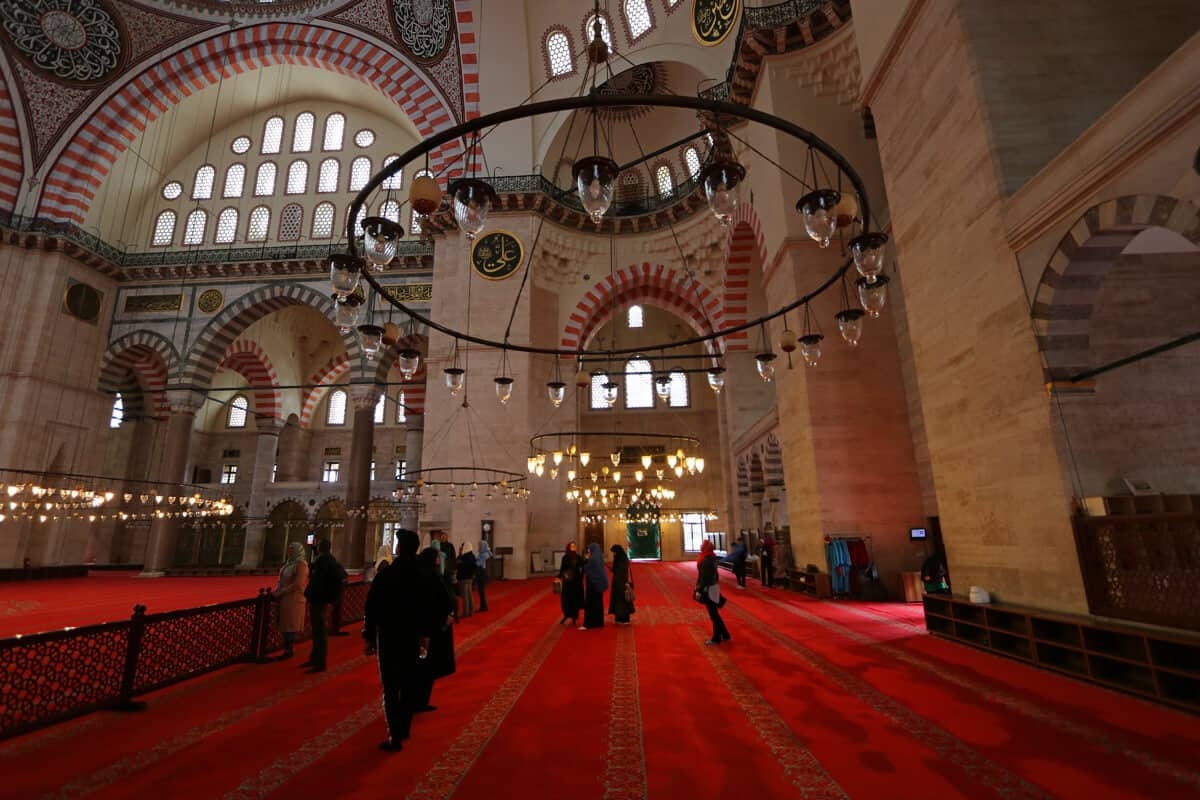 Suleymanie mosque interior. Istanbul.