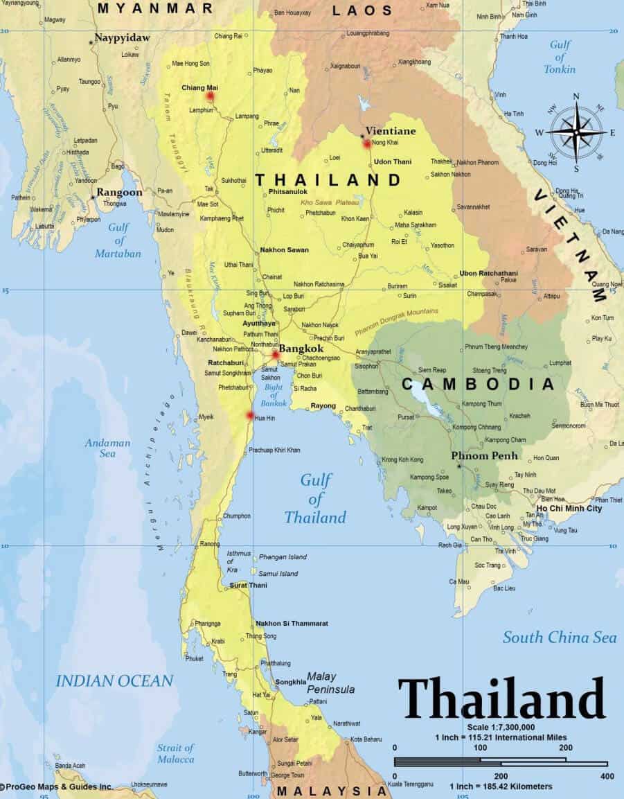 Our Best and Worst “Slow Travel” Bases over 5 years of Full-time Travel. Map of Thailand