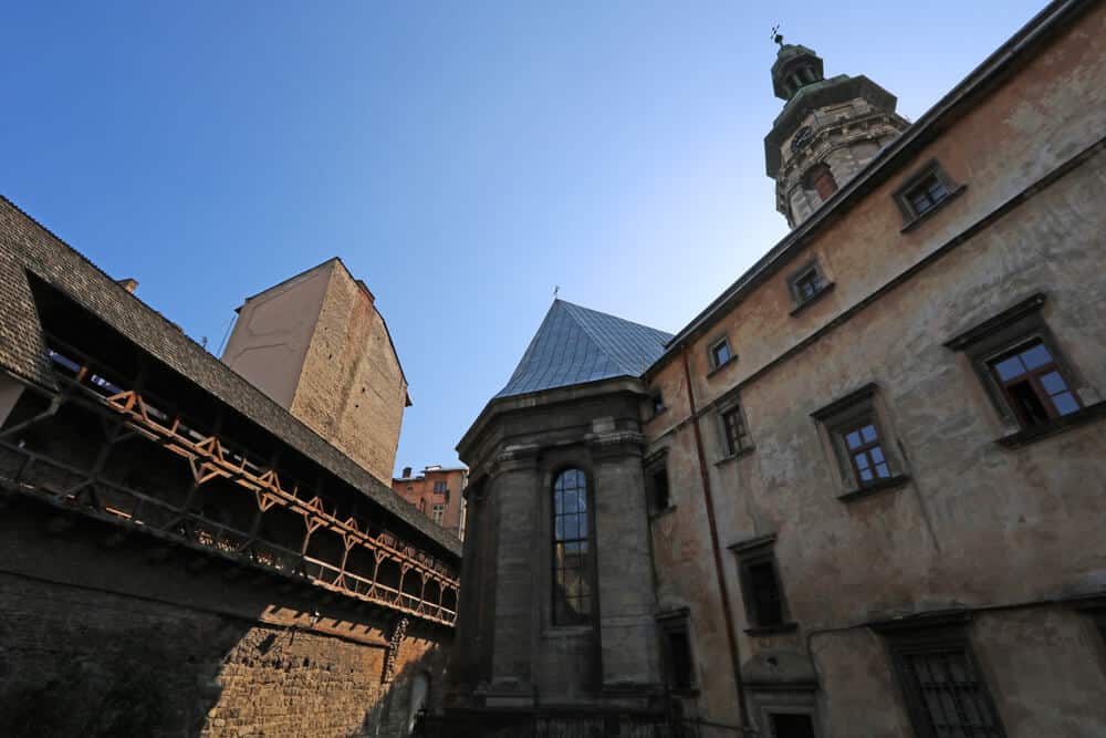 Old defensive wall behind the Bernardine Church, Lviv