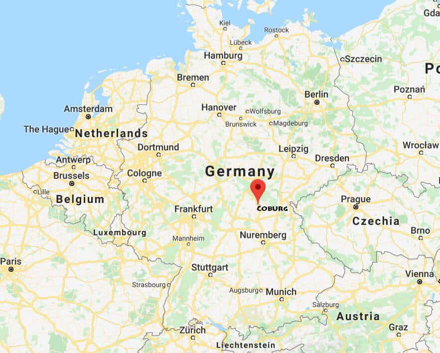 Coburg Germany on the map