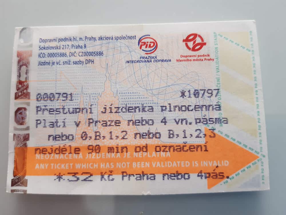 Prague Public transport ticket